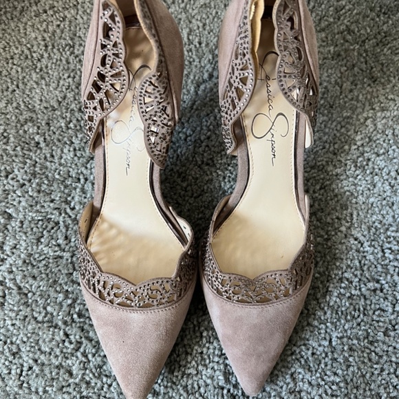 COPY - Jessica Simpson Suede Taupe Heels - W8.5/EU38.5 - Picture 6 of 6